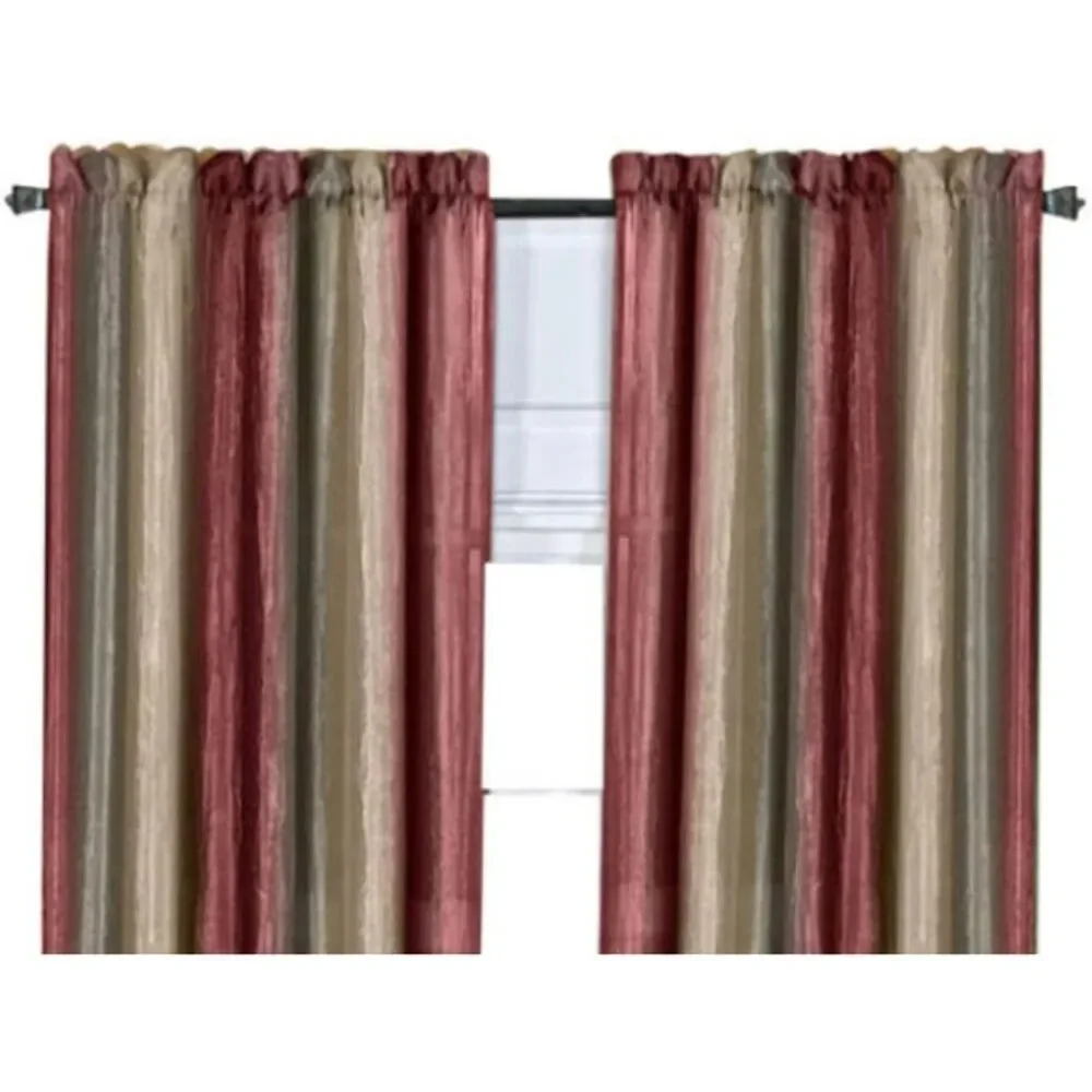 Achim Home Furnishing: Ombre Burgundy Striped Modern Window Curtain Panel : 50